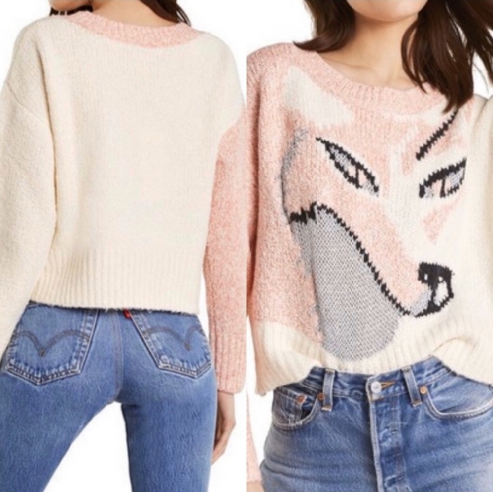 Wildfox Fox Sable‎ Crew Neck Sweater Taupe Rose